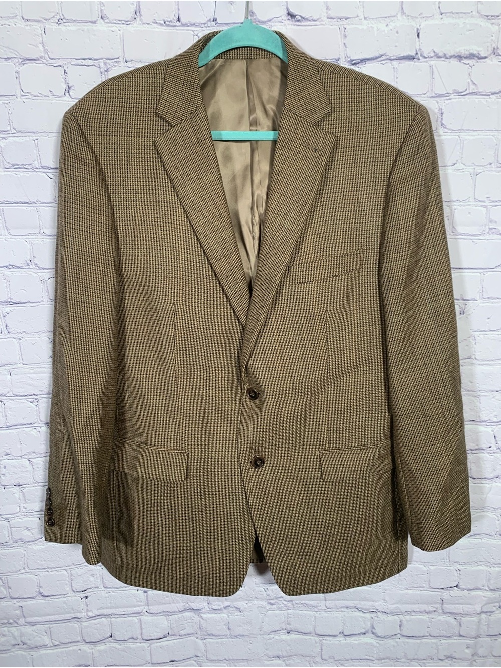 Lauren Ralph Lauren Mens Sport coat in Brown Houndstooth Wool Size 42R Preppy